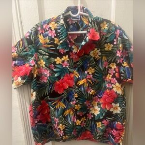 9th wave Hawaian floral shirt mens Sz XL made  in the USA 100% cotton excellent